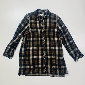 J. Jill Tunic Shirt Dress Brown Black Plaid Button Down Pockets Fall Boots Med P
